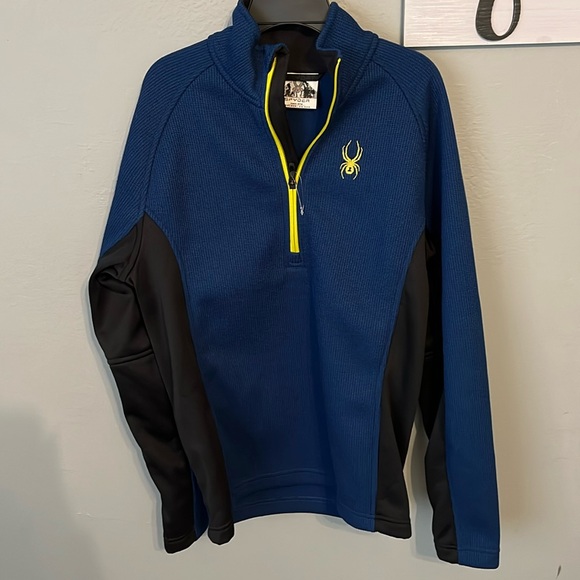 Spyder mens Outbound 1/2 zip Midweight Core pull on blue black yellow Small - Picture 1 of 5